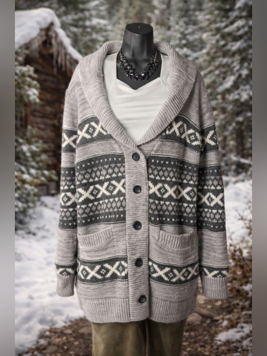 Sansara Other - Vintage Sansara Nordic Fair Isle Cardigan Sweater XL Cozy Winter Cabin Unisex
